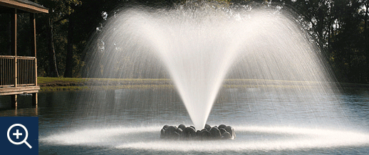 The Liberator Aerator Floating Fountain and aerator for lakes and large ponds.